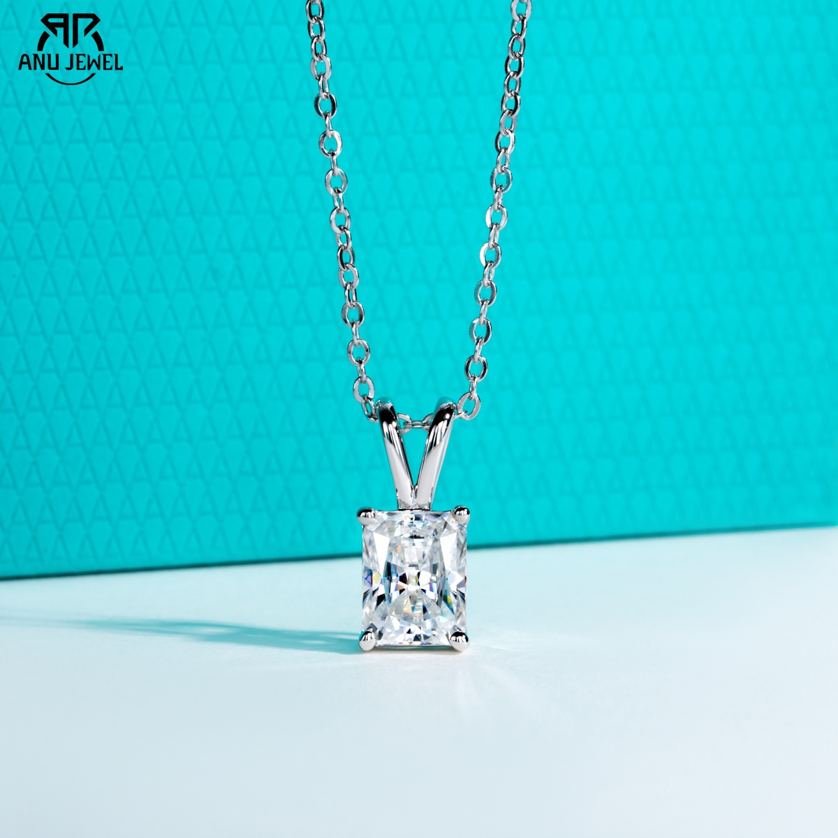 Ansi Chain - Kalung Liontin Berlian Moissanite Potongan Radiant