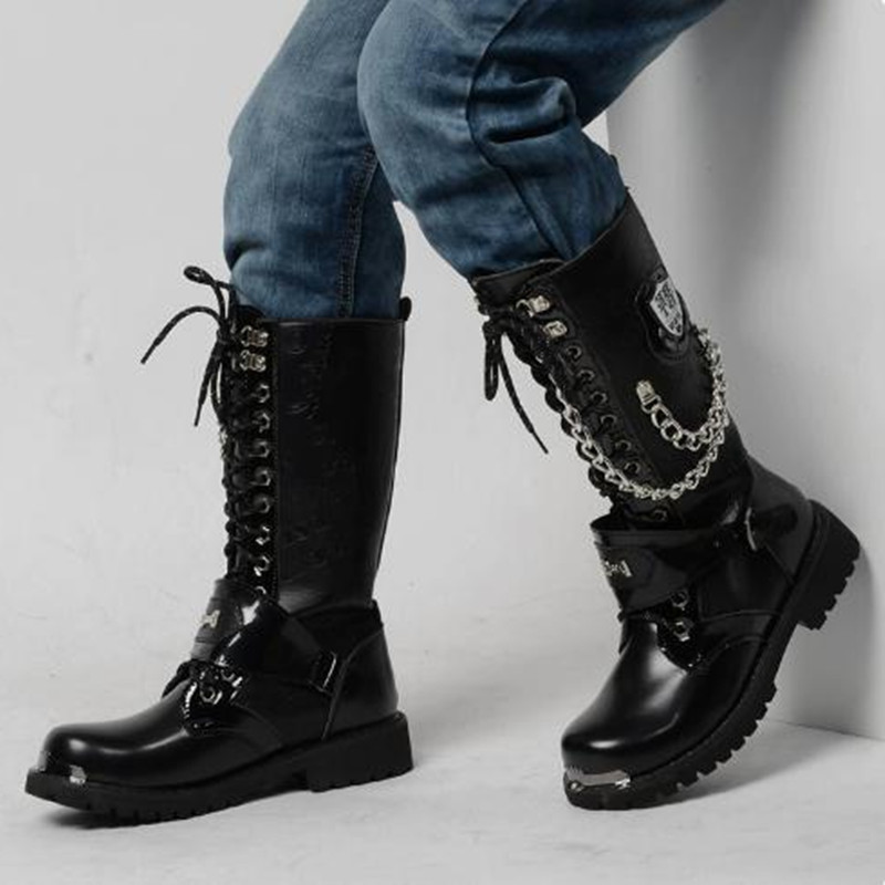 Motorcycle Chain - Sepatu Bot Motor Pria Mewah Setengah