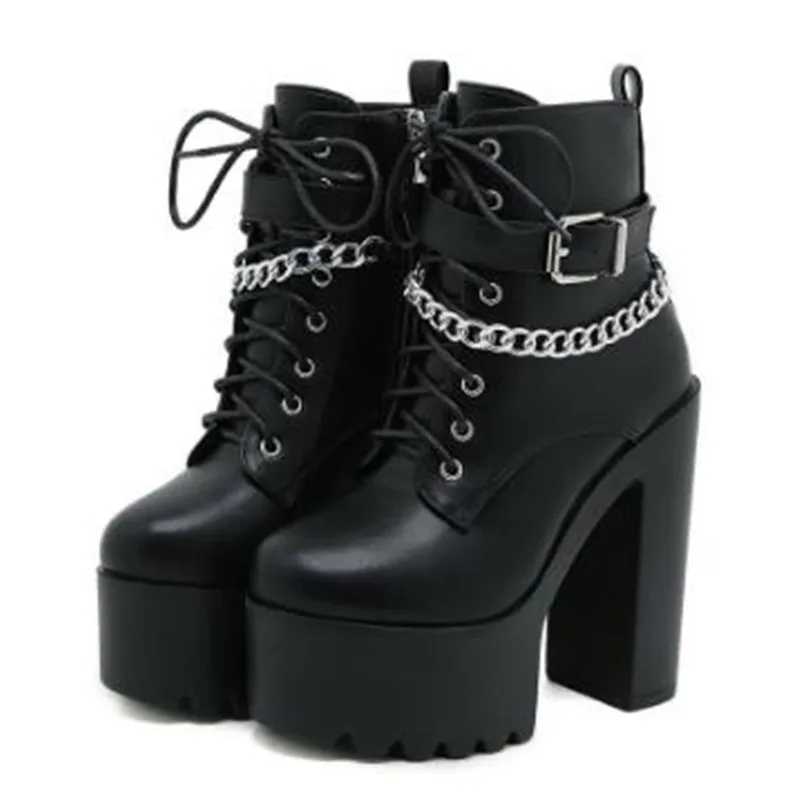 Motorcycle Chain - Sepatu bot pendek tali gesper Gotik