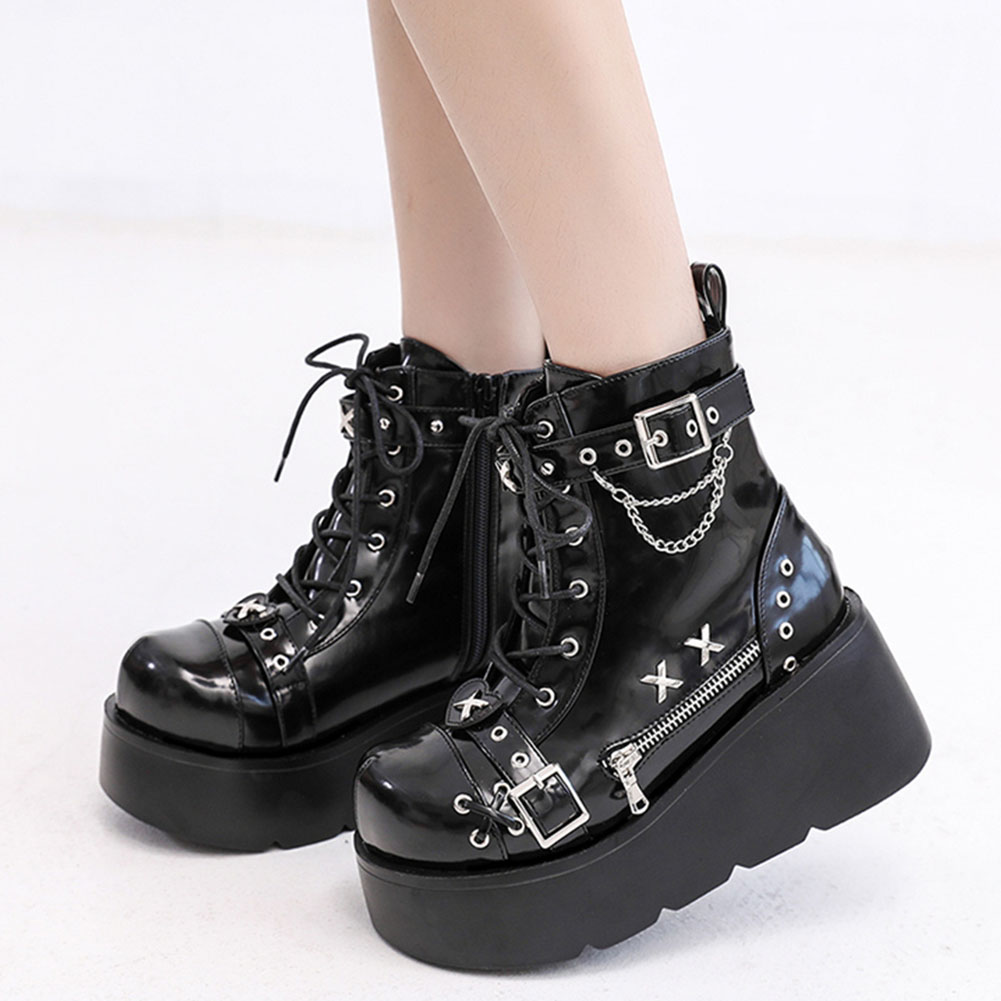 Sepatu Boots Wanita Model Goth - Motorcycle Chain ulasan dan harga